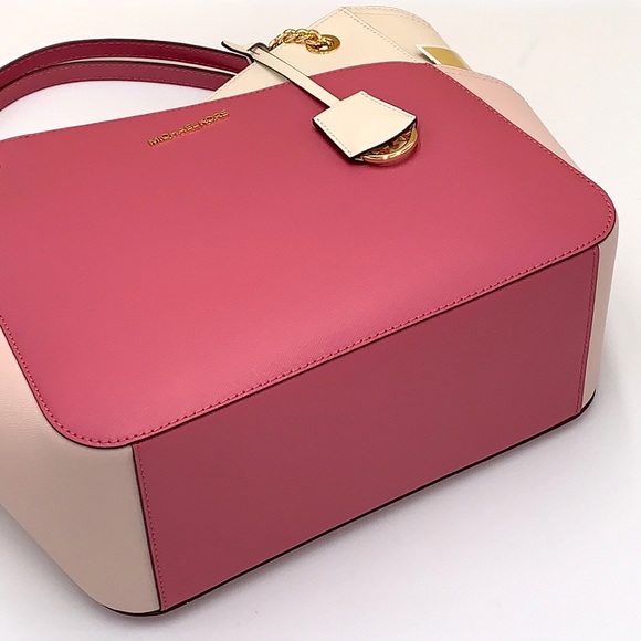 MICHAEL KORS Jet Set Large X Chain Color-Block Saffiano Leather Shoulder… - Picture 14 of 16